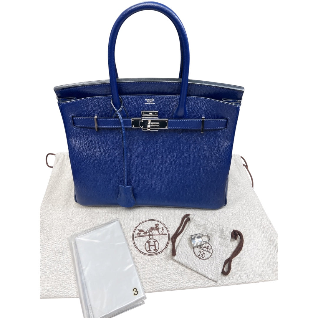 HERMES Epsom Birkin 30 Handbag Bleu Electrique Silver Hardware | Authentic Pre-Owned Luxury