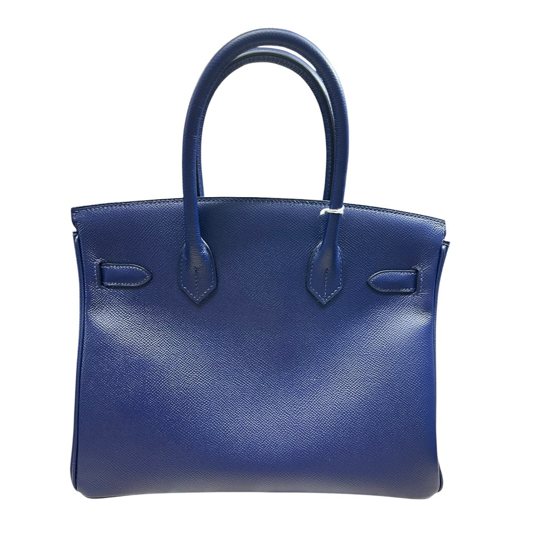 HERMES Epsom Birkin 30 Handbag Bleu Electrique Silver Hardware | Authentic Pre-Owned Luxury