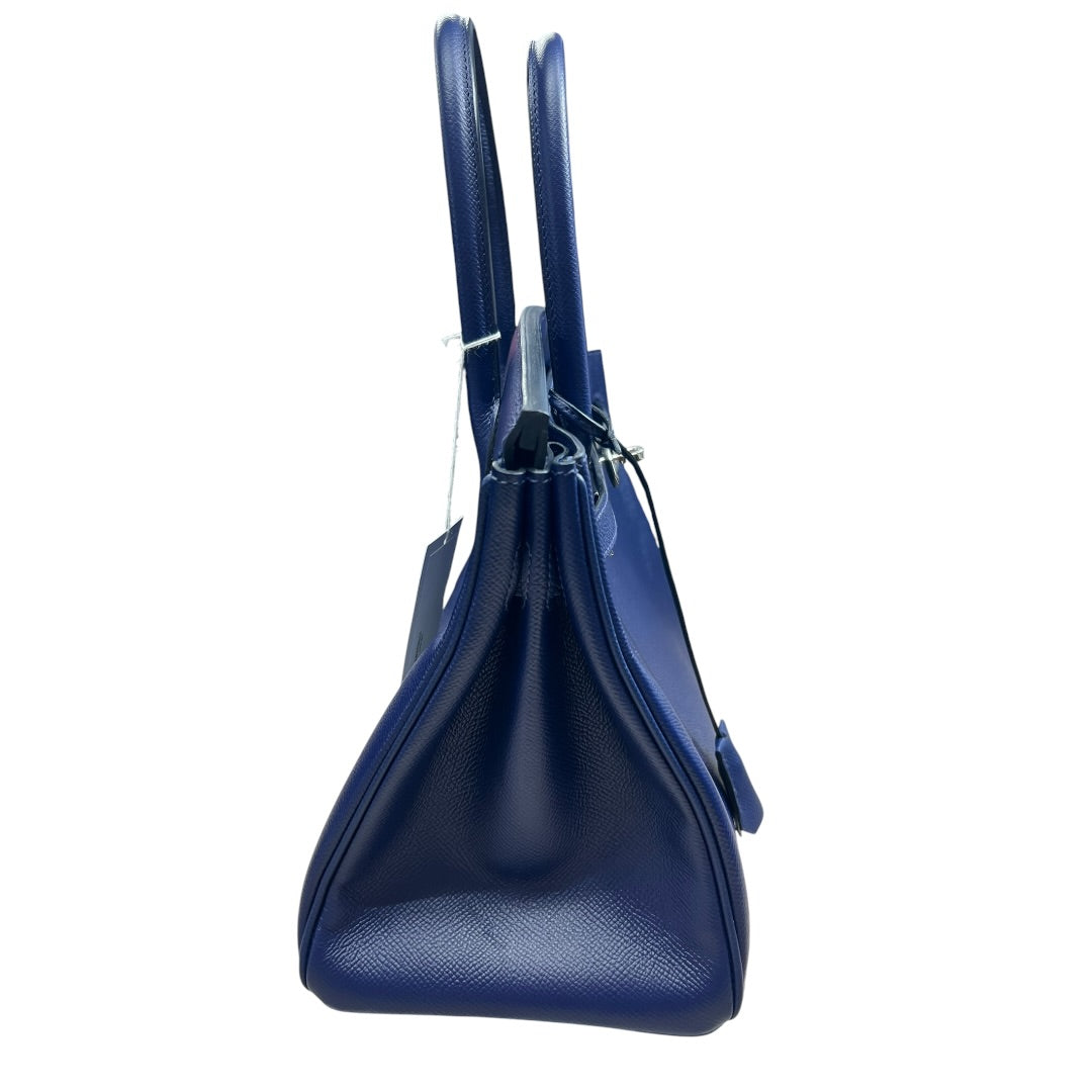 HERMES Epsom Birkin 30 Handbag Bleu Electrique Silver Hardware | Authentic Pre-Owned Luxury