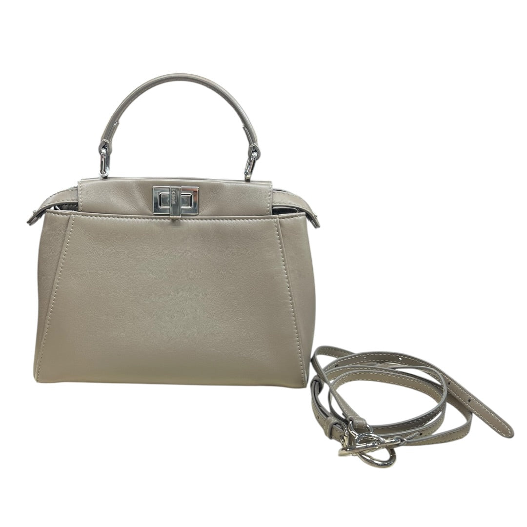 FENDI Leather Peekaboo Iconic Mini Handbag Dove Grey Silver Hardware | Authentic Pre-Owned Luxury