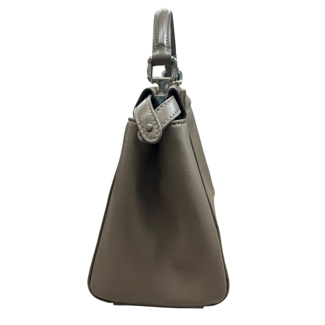 FENDI Leather Peekaboo Iconic Mini Handbag Dove Grey Silver Hardware | Authentic Pre-Owned Luxury