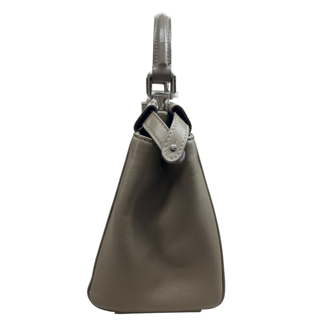 FENDI Leather Peekaboo Iconic Mini Handbag Dove Grey Silver Hardware | Authentic Pre-Owned Luxury