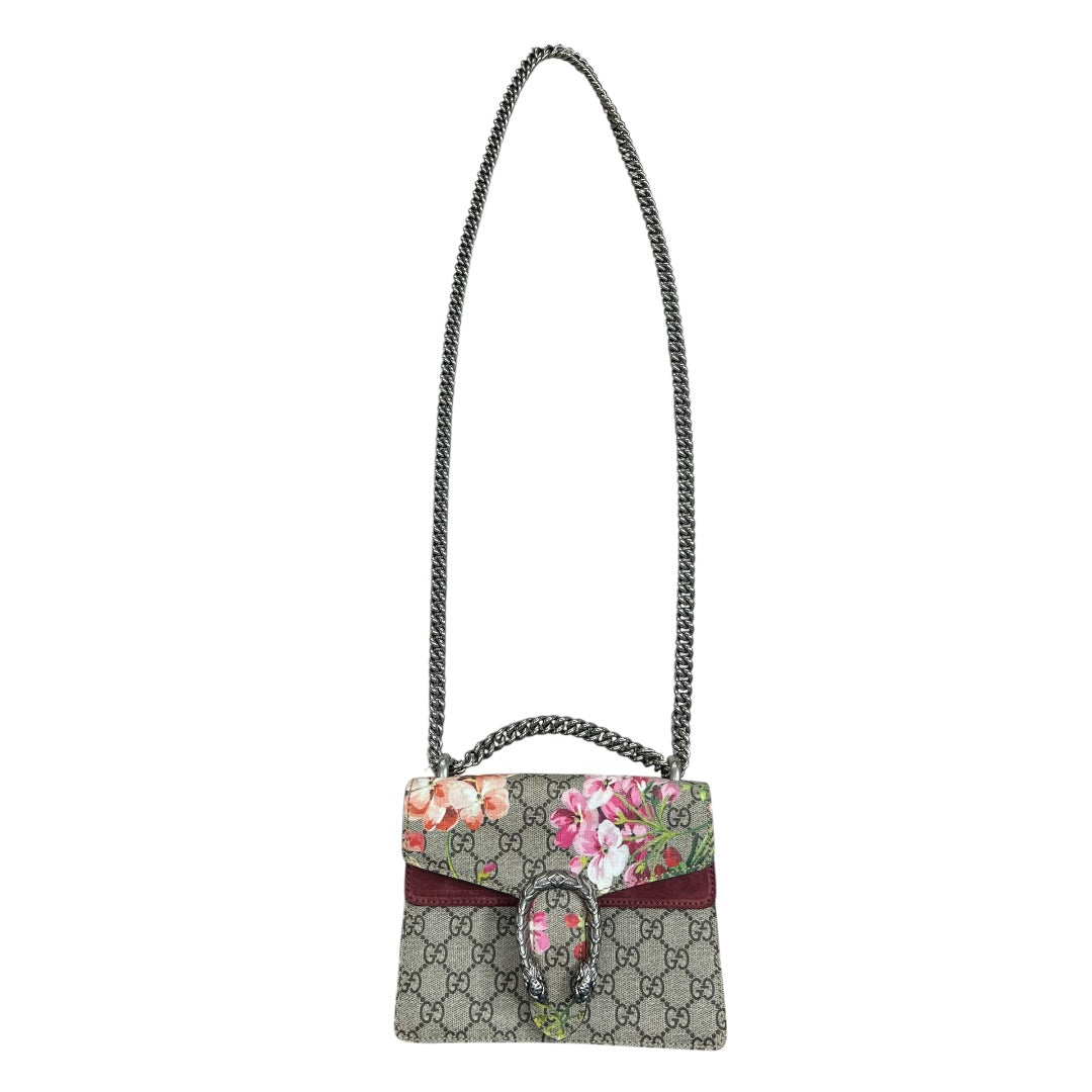 GUCCI GG Supreme Blooms Dionysus Shoulder Bag Mini Beige Silver Hardware | Authentic Pre-Owned Luxury