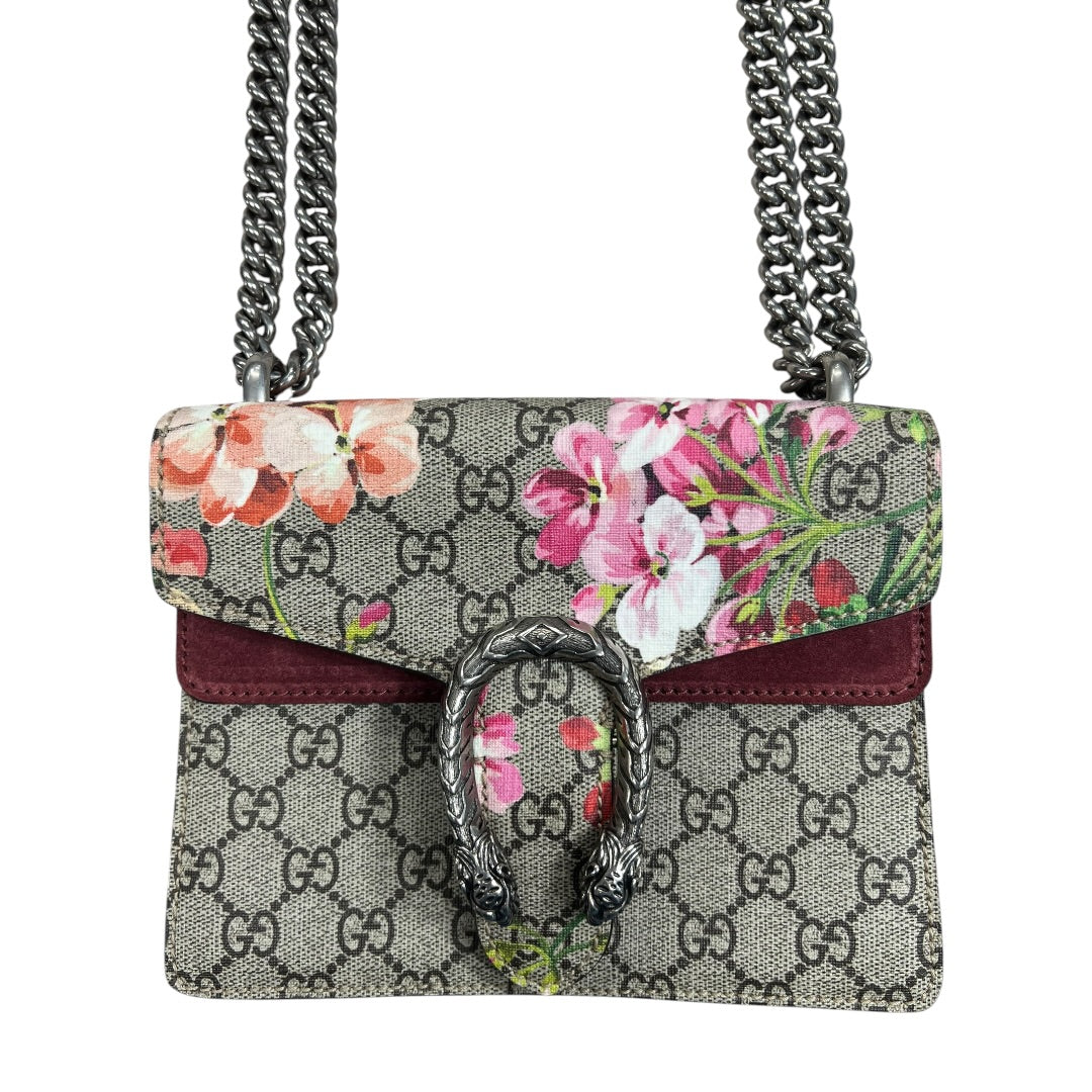GUCCI GG Supreme Blooms Dionysus Shoulder Bag Mini Beige Silver Hardware | Authentic Pre-Owned Luxury