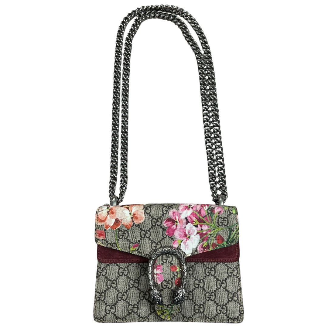 GUCCI GG Supreme Blooms Dionysus Shoulder Bag Mini Beige Silver Hardware | Authentic Pre-Owned Luxury