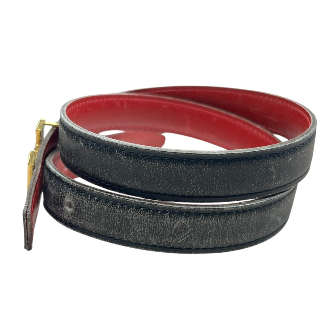 HERMES Leather Mini Constance Reversible H Belt Black Red Gold Hardware | Authentic Pre-Owned Luxury