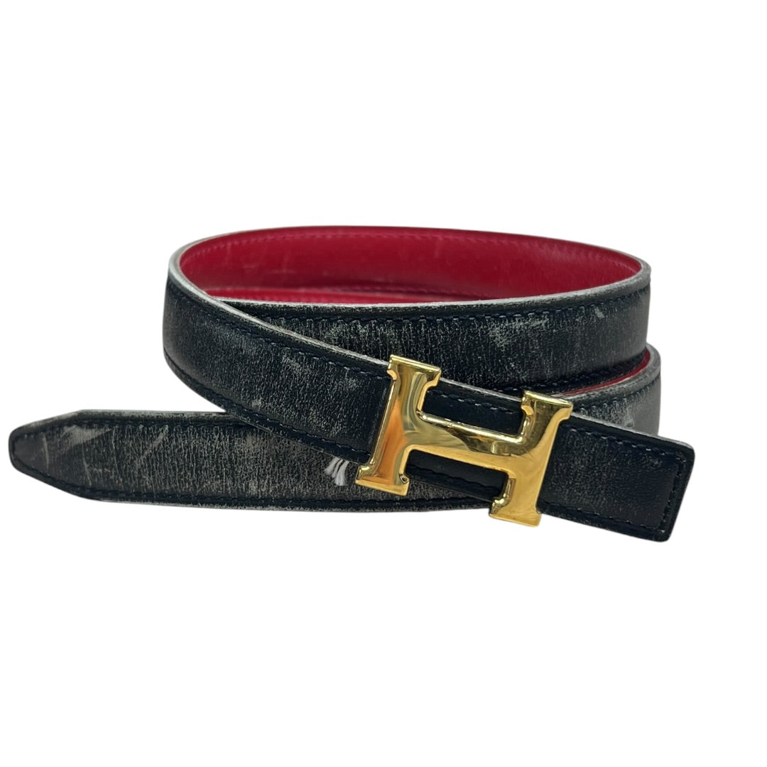 HERMES Leather Mini Constance Reversible H Belt Black Red Gold Hardware | Authentic Pre-Owned Luxury