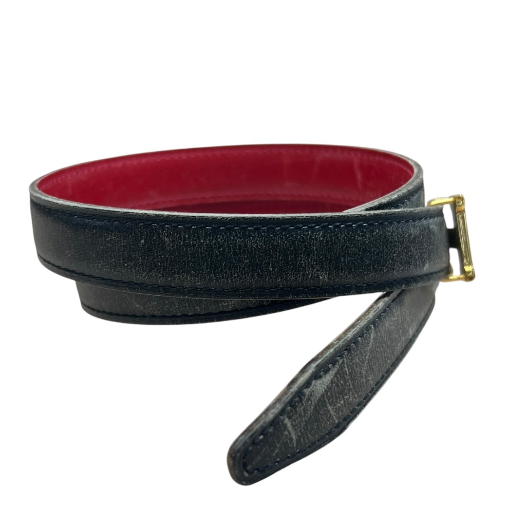 HERMES Leather Mini Constance Reversible H Belt Black Red Gold Hardware | Authentic Pre-Owned Luxury