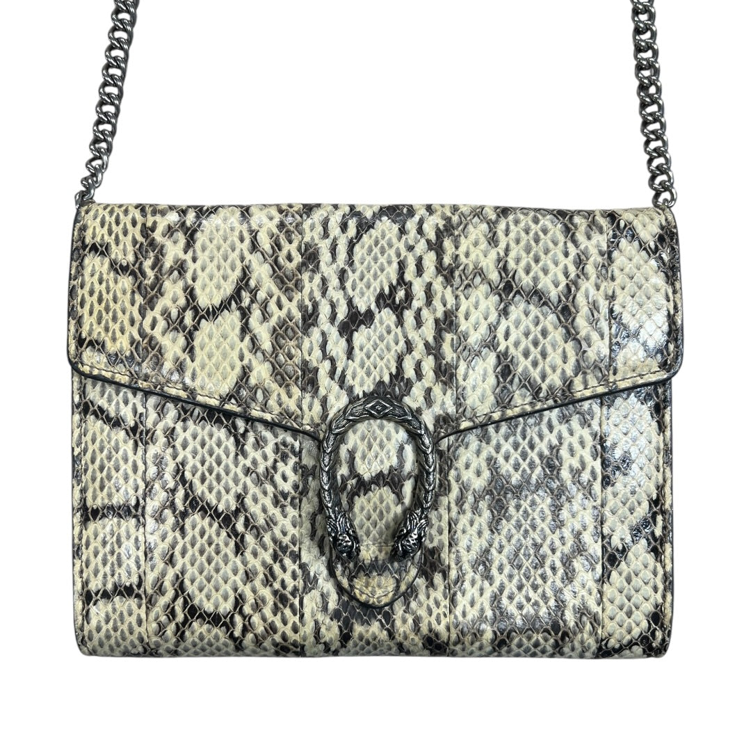 GUCCI Python Print Leather Dionysus Chain Wallet Crossbody Natural Silver Hardware | Authentic Pre-Owned Luxury