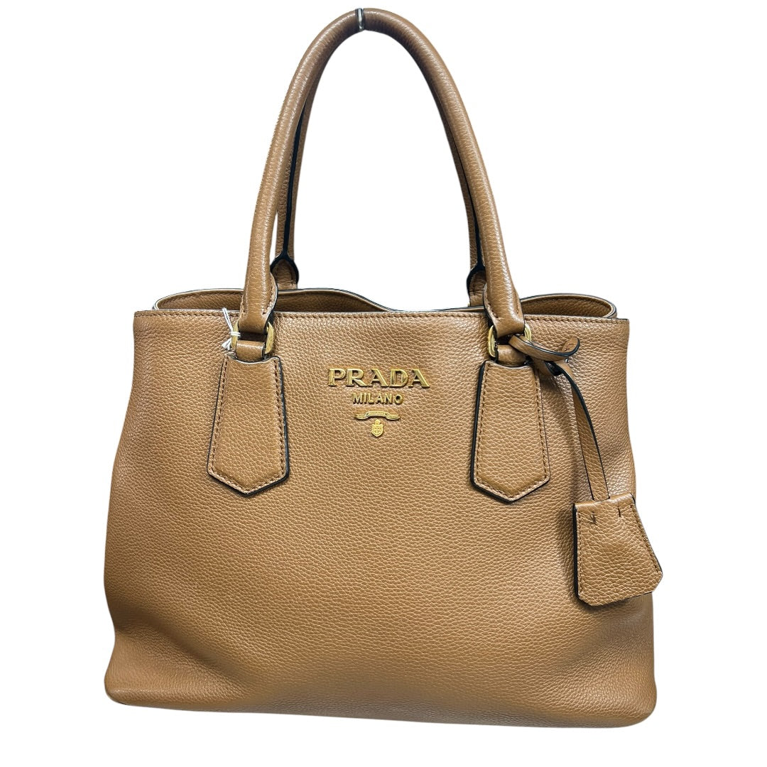 PRADA Vitello Daino Leather 2Way Tote Shoulder Bag Caramel Gold Hardware | Authentic Pre-Owned Luxury
