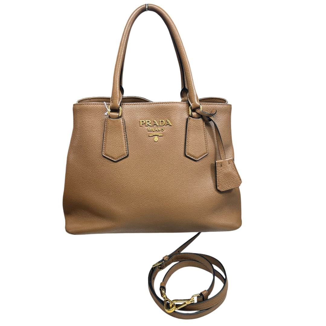 PRADA Vitello Daino Leather 2Way Tote Shoulder Bag Caramel Gold Hardware | Authentic Pre-Owned Luxury