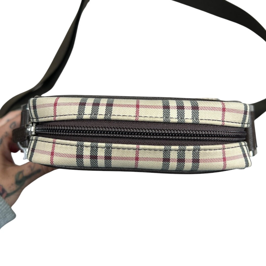 BURBERRY Nova Check Crossbody Bag Beige Silver Hardware | Authentic Pre-Owned Luxury