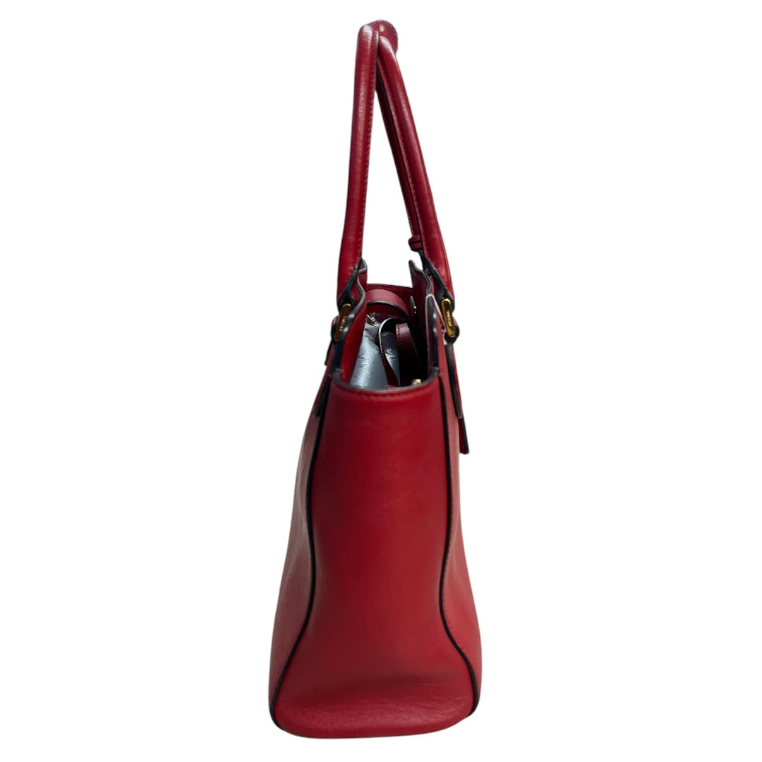 PRADA Saffiano Leather 2-Way Tote Handbag Red Gold Hardware | Authentic Pre-Owned Luxury