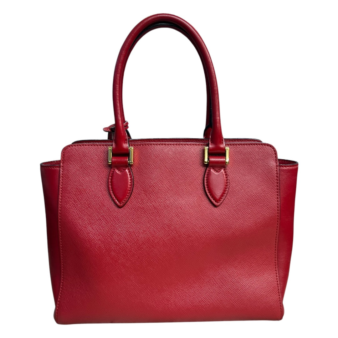 PRADA Saffiano Leather 2-Way Tote Handbag Red Gold Hardware | Authentic Pre-Owned Luxury