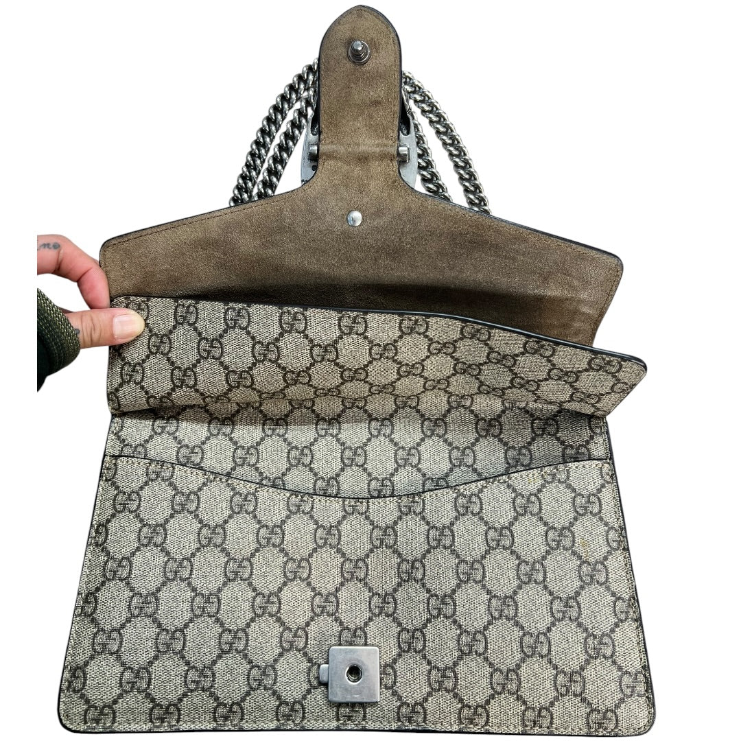 GUCCI GG Supreme Dionysus Small Shoulder Bag Beige Silver Hardware | Authentic Pre-Owned Luxury