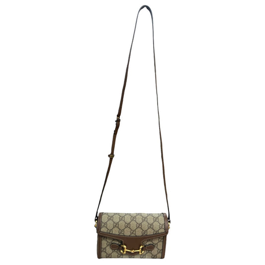 GUCCI GG Supreme Horsebit 1955 Mini Crossbody Beige Gold Hardware | Authentic Pre-Owned Luxury