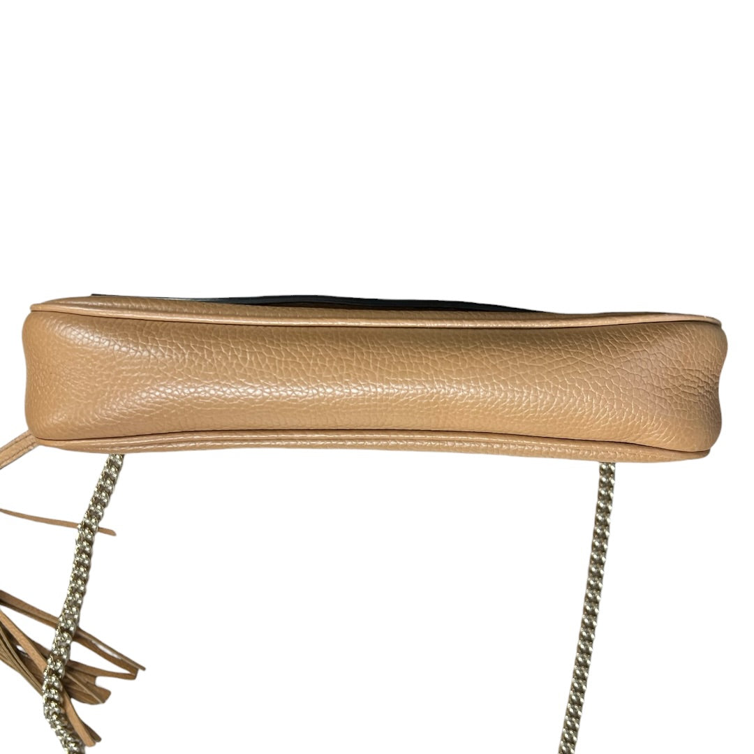 GUCCI Pebbled Leather Soho Chain Shoulder Bag Beige Gold Hardware | Authentic Pre-Owned Luxury