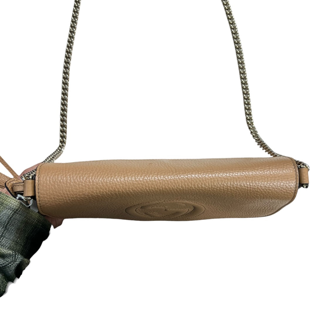 GUCCI Pebbled Leather Soho Chain Shoulder Bag Beige Gold Hardware | Authentic Pre-Owned Luxury