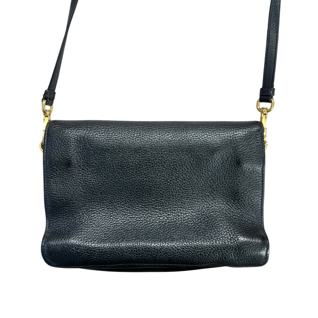 PRADA Vitello Daino Pebbled Leather Crossbody Flap Bag Black Gold Hardware | Authentic Pre-Owned Luxury