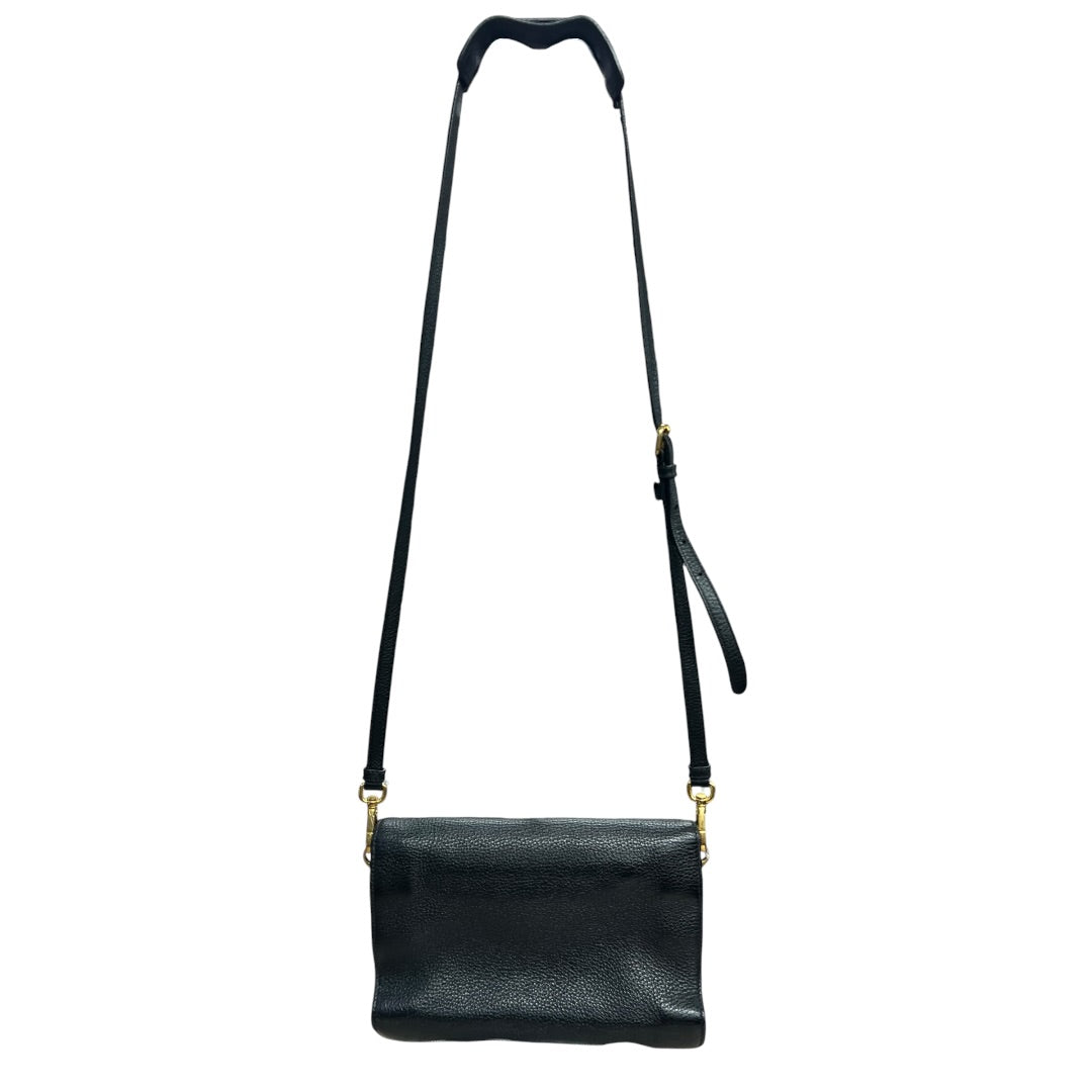 PRADA Vitello Daino Pebbled Leather Crossbody Flap Bag Black Gold Hardware | Authentic Pre-Owned Luxury