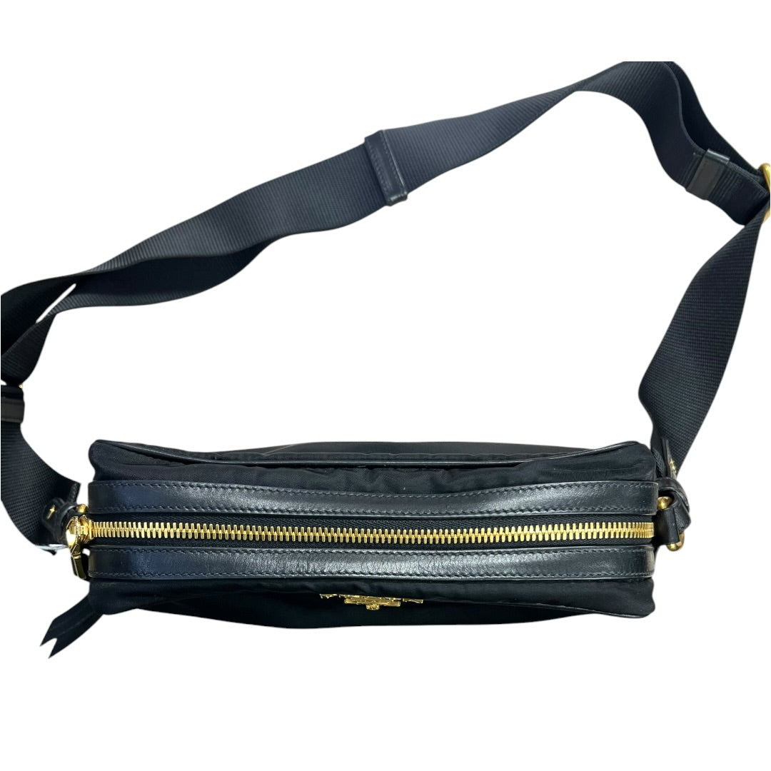 PRADA Tessuto Nylon Camera Shoulder Bag Black Gold Hardware | Authentic Pre-Owned Luxury