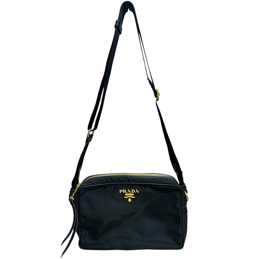 PRADA Tessuto Nylon Camera Shoulder Bag Black Gold Hardware | Authentic Pre-Owned Luxury