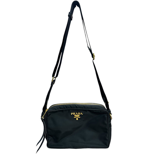 PRADA Tessuto Nylon Camera Shoulder Bag Black Gold Hardware | Authentic Pre-Owned Luxury