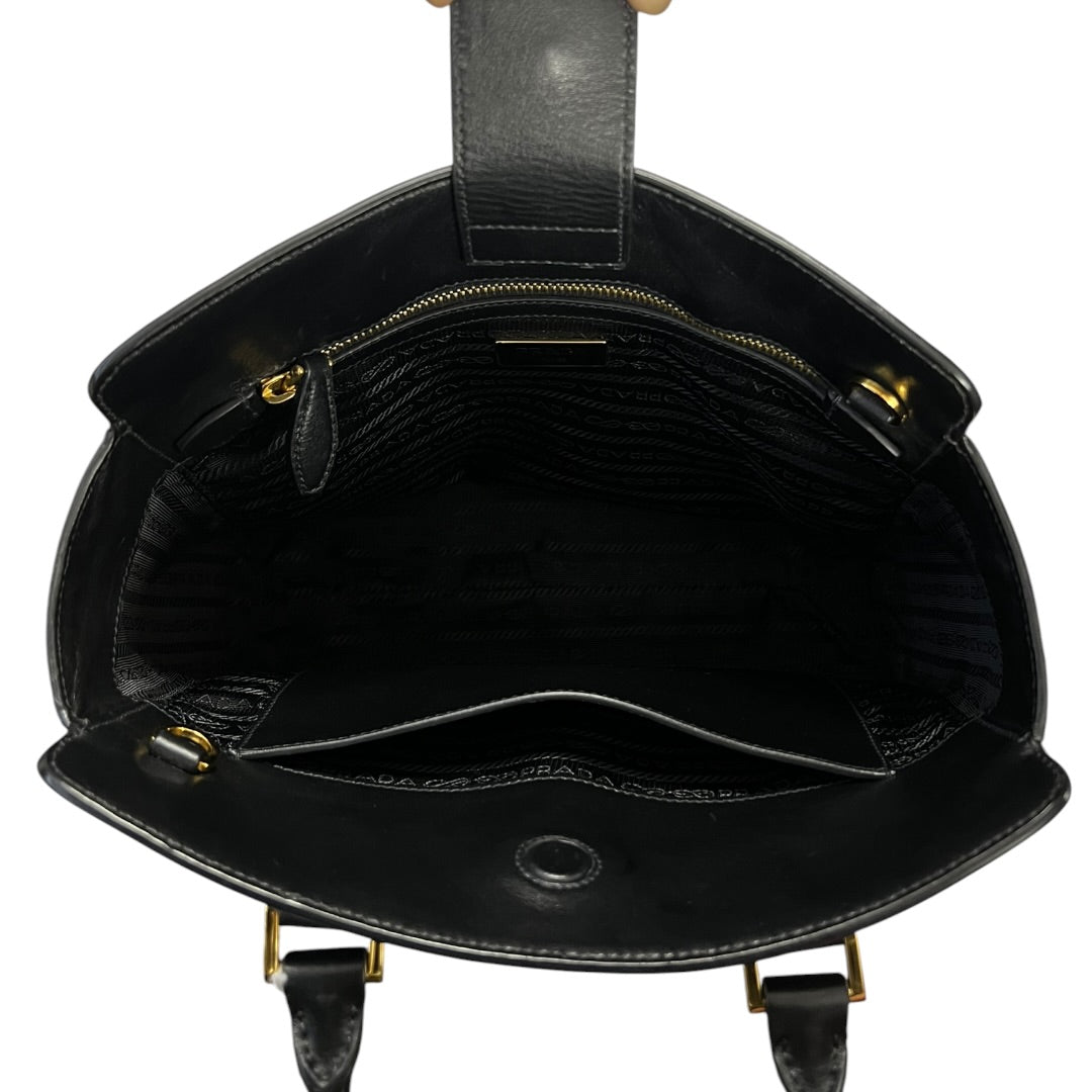 PRADA Saffiano Leather Tote Handbag Black Gold Hardware | Authentic Pre-Owned Luxury