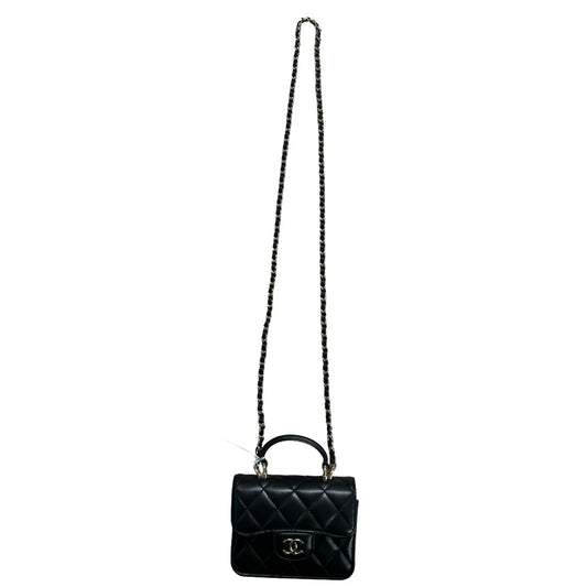 CHANEL Lambskin Mini Flap Handbag Black Gold Hardware | Authentic Pre-Owned Luxury