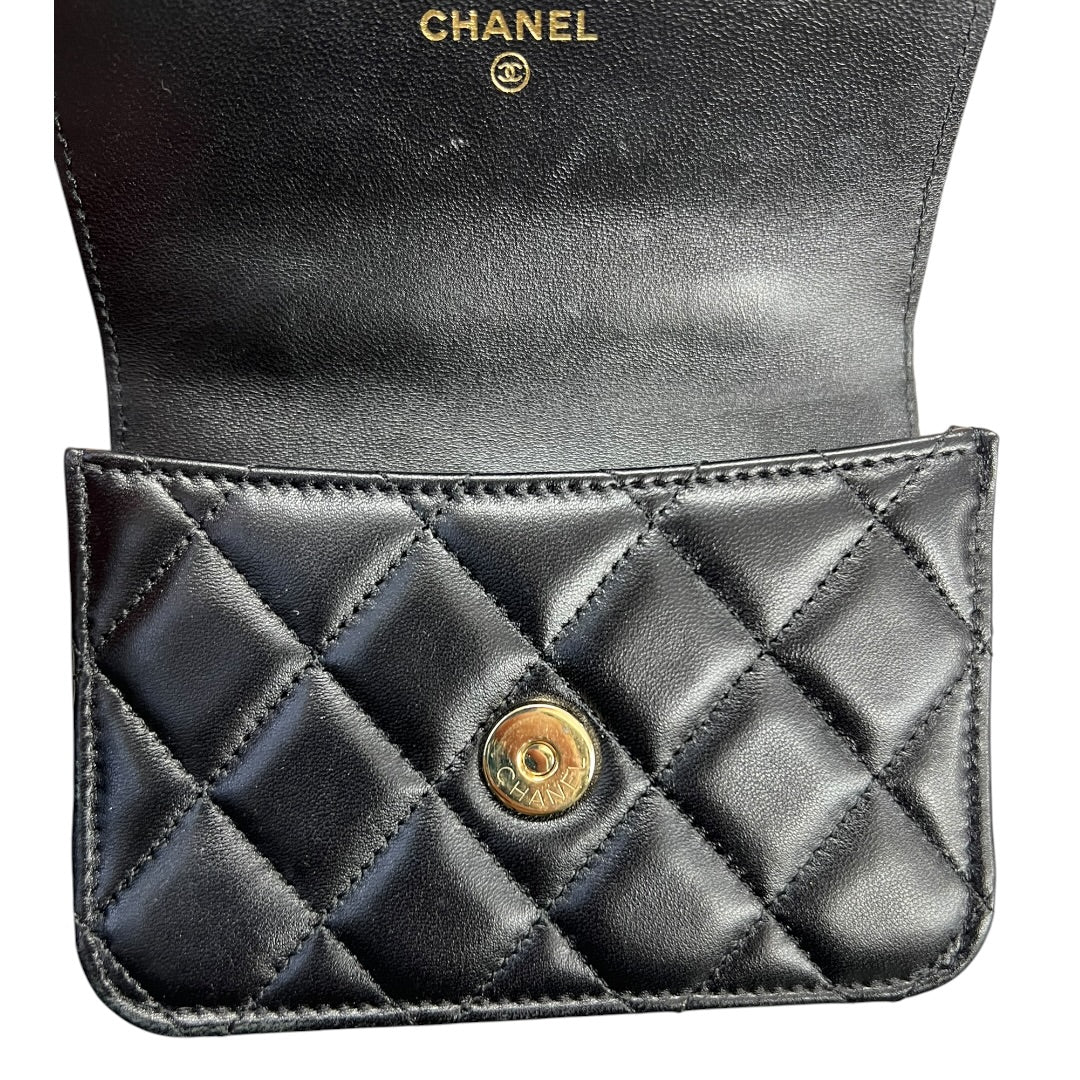 CHANEL Lambskin Mini Flap Handbag Black Gold Hardware | Authentic Pre-Owned Luxury