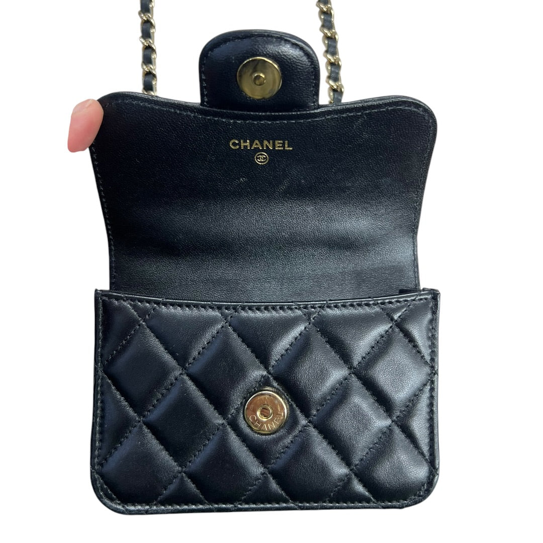 CHANEL Lambskin Mini Flap Handbag Black Gold Hardware | Authentic Pre-Owned Luxury