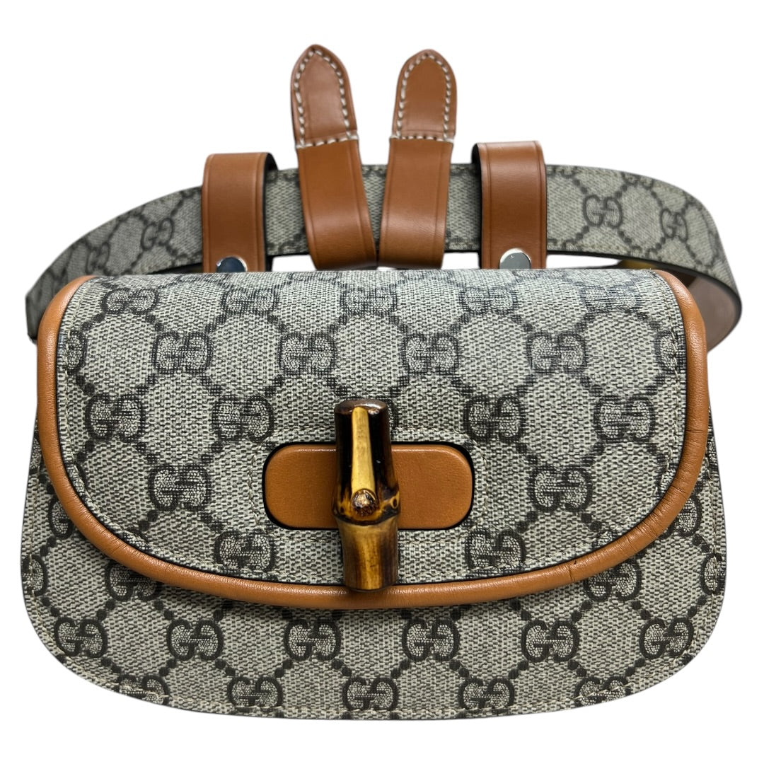 GUCCI GG Supreme Bamboo 1947 Mini Crossbody Beige Bamboo Hardware | Authentic Pre-Owned Luxury