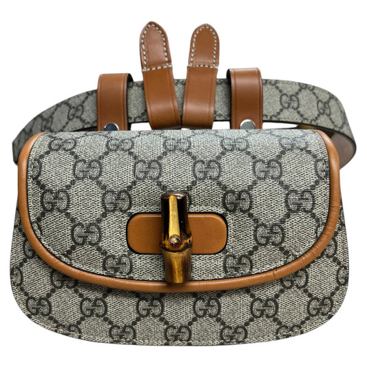 GUCCI GG Supreme Bamboo 1947 Mini Crossbody Beige Bamboo Hardware | Authentic Pre-Owned Luxury