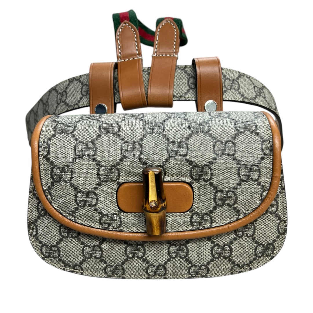 GUCCI GG Supreme Bamboo 1947 Mini Crossbody Beige Bamboo Hardware | Authentic Pre-Owned Luxury