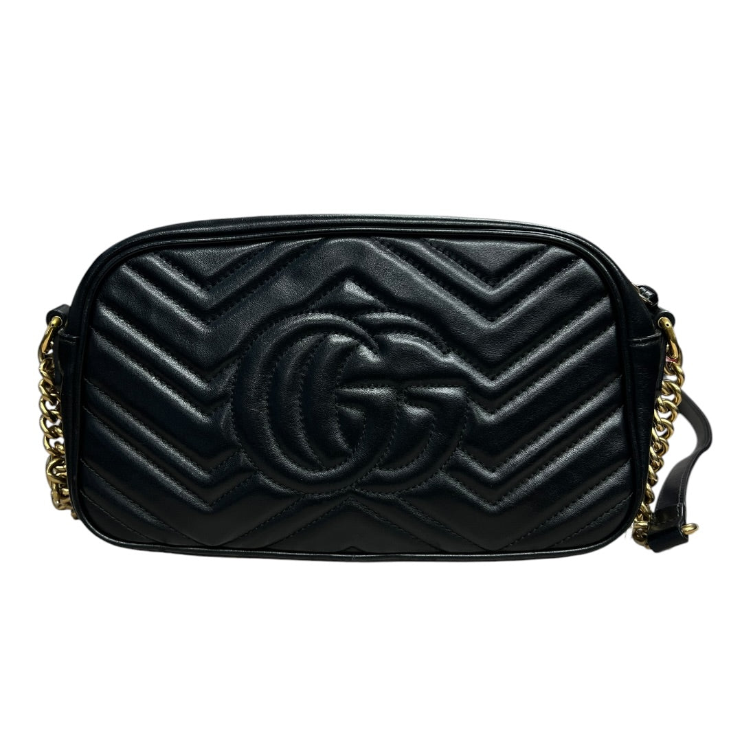 GUCCI Matelassé GG Marmont Small Camera Bag Black Gold Hardware | Authentic Pre-Owned Luxury