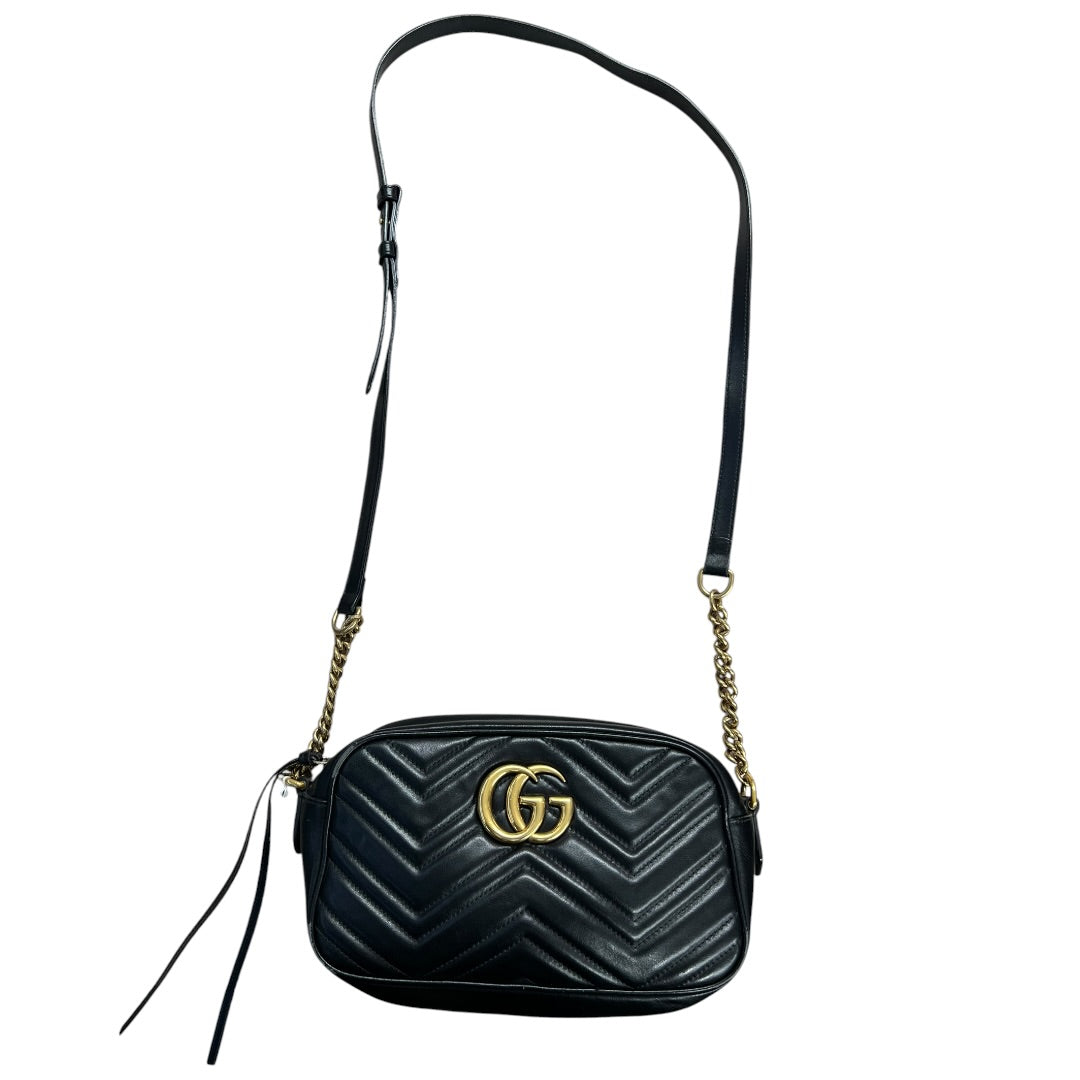 GUCCI Matelassé GG Marmont Small Camera Bag Black Gold Hardware | Authentic Pre-Owned Luxury
