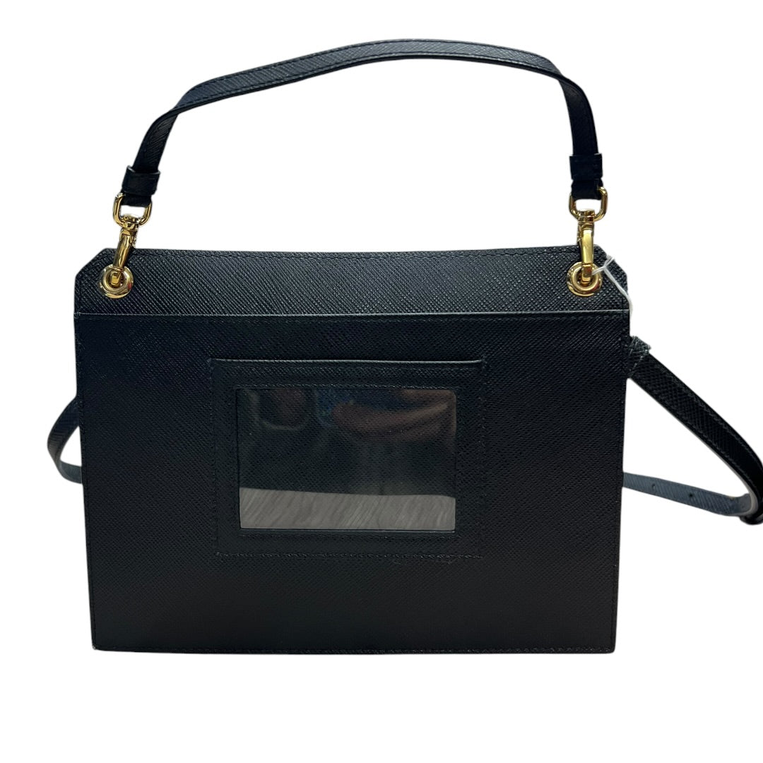 PRADA Saffiano Leather Flat Crossbody Shoulder Bag Black Gold Hardware | Authentic Pre-Owned Luxury