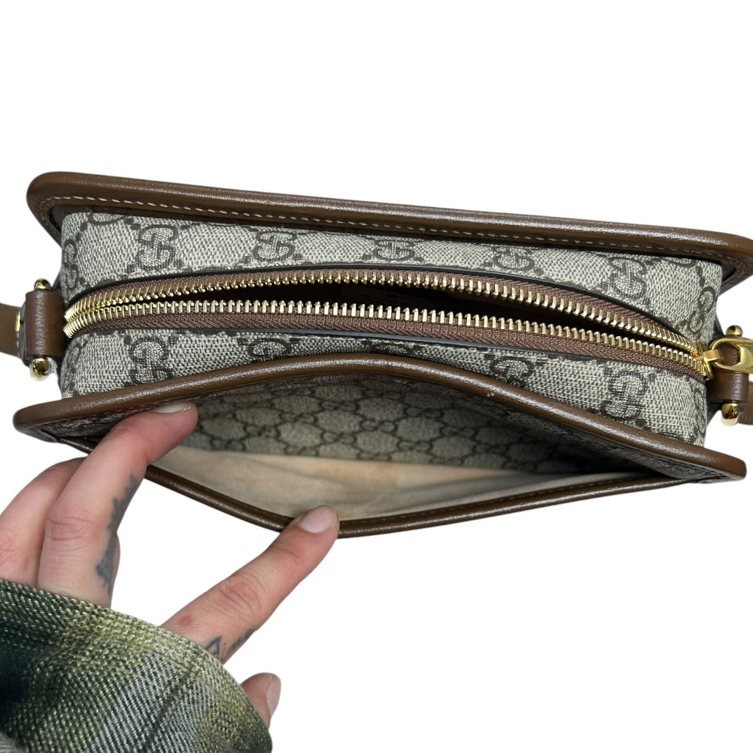 GUCCI GG Supreme Interlocking G Mini Shoulder Bag Beige Gold Hardware | Authentic Pre-Owned Luxury