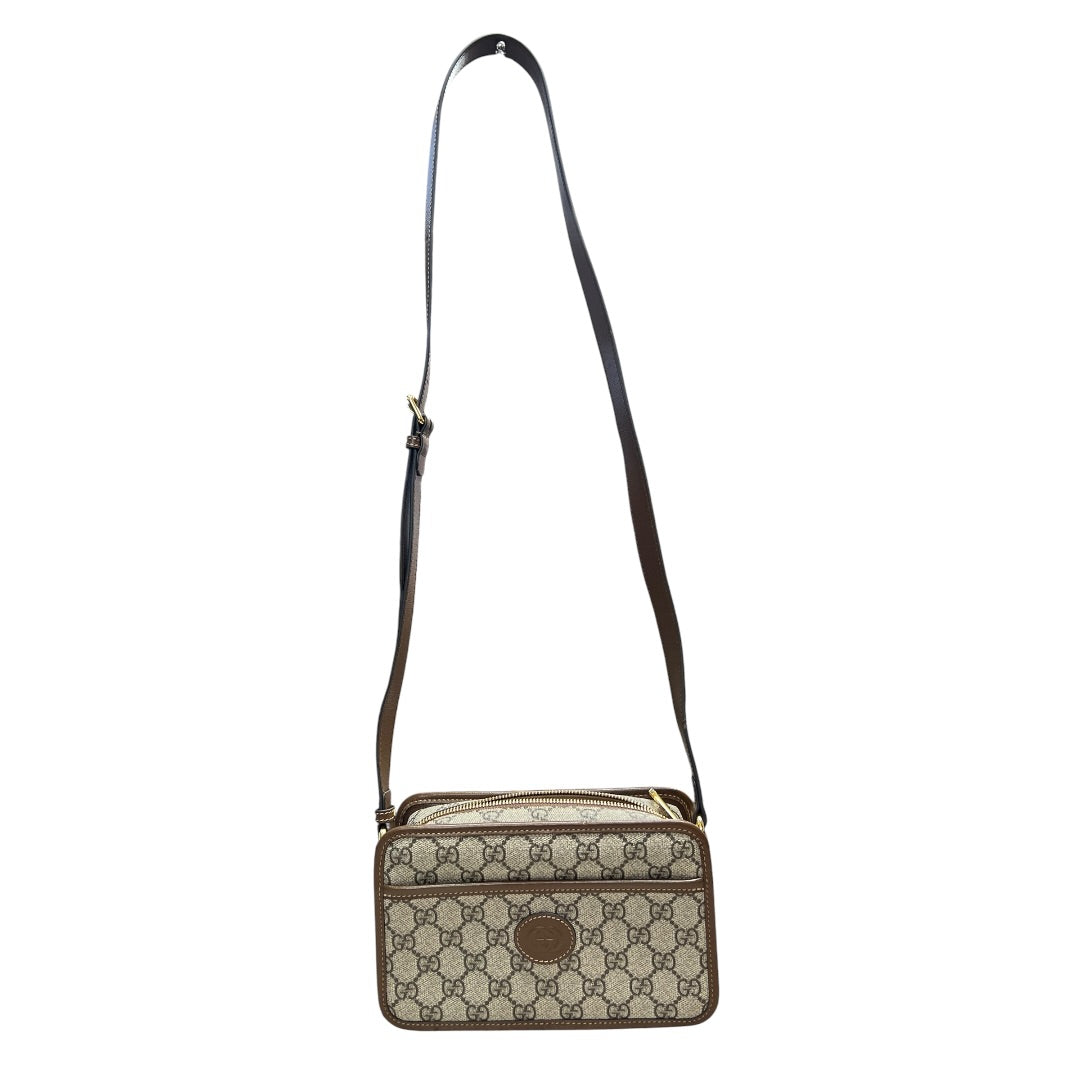 GUCCI GG Supreme Interlocking G Mini Shoulder Bag Beige Gold Hardware | Authentic Pre-Owned Luxury