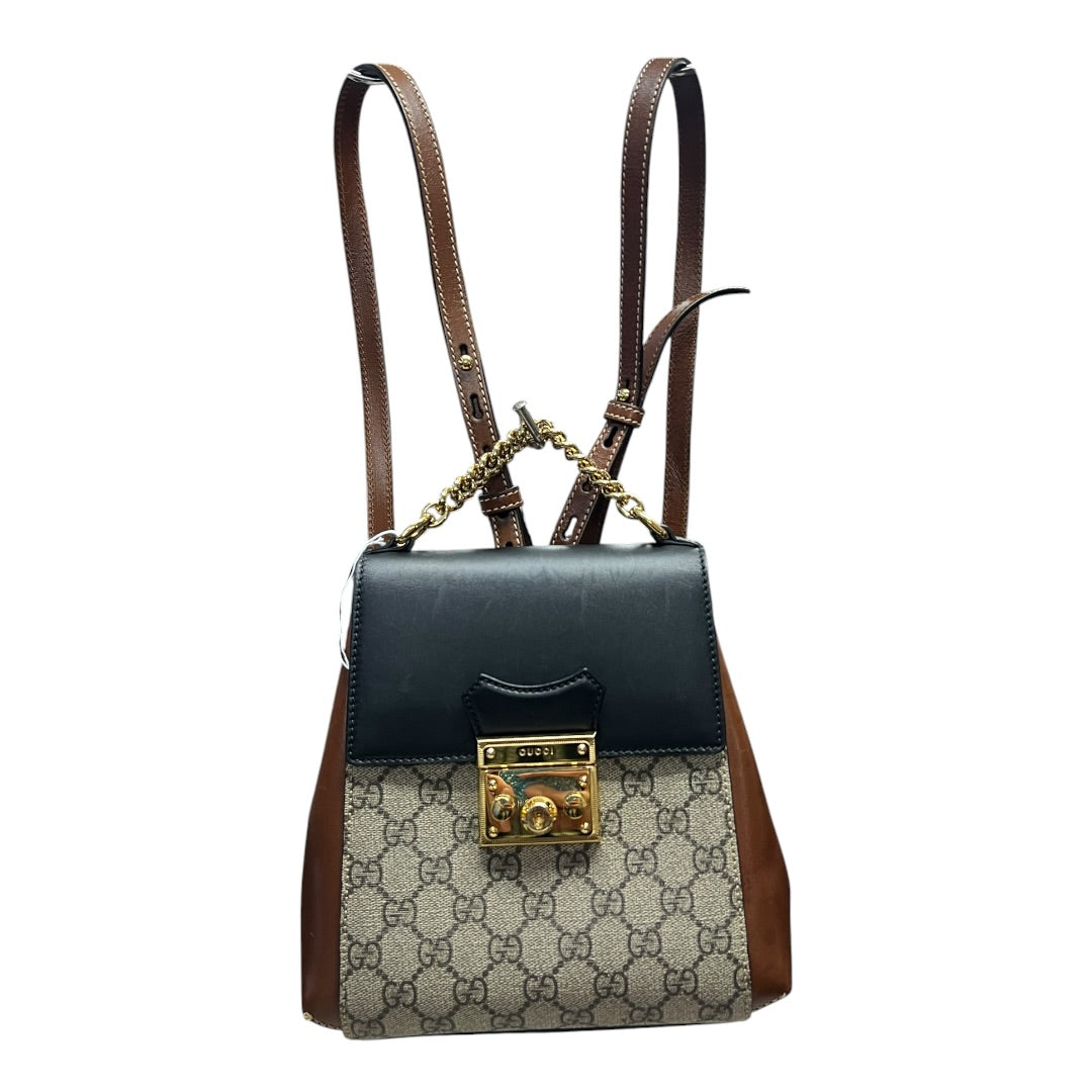 GUCCI GG Supreme Padlock Small Shoulder Bag Beige Brown Gold Hardware | Authentic Pre-Owned Luxury