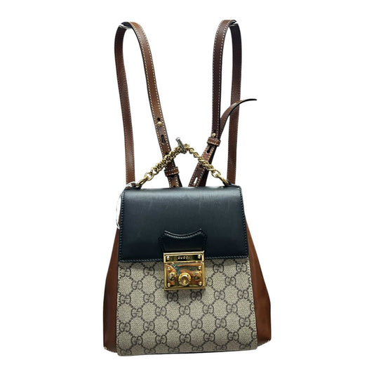 GUCCI GG Supreme Padlock Small Shoulder Bag Beige Brown Gold Hardware | Authentic Pre-Owned Luxury
