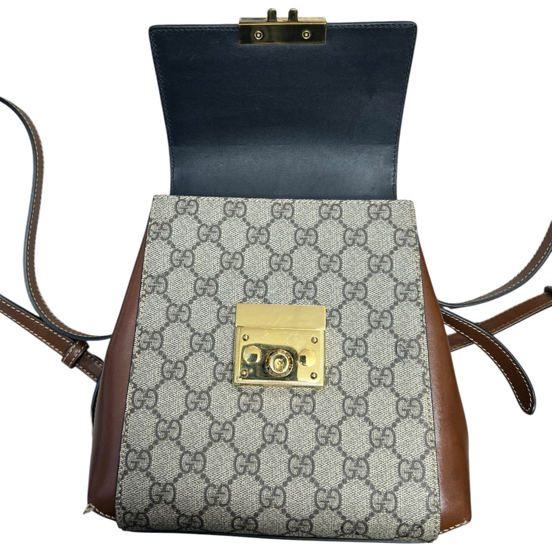 GUCCI GG Supreme Padlock Small Shoulder Bag Beige Brown Gold Hardware | Authentic Pre-Owned Luxury