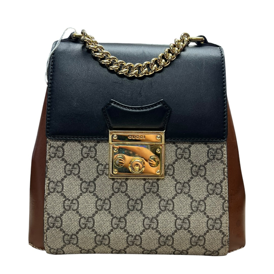 GUCCI GG Supreme Padlock Small Shoulder Bag Beige Brown Gold Hardware | Authentic Pre-Owned Luxury