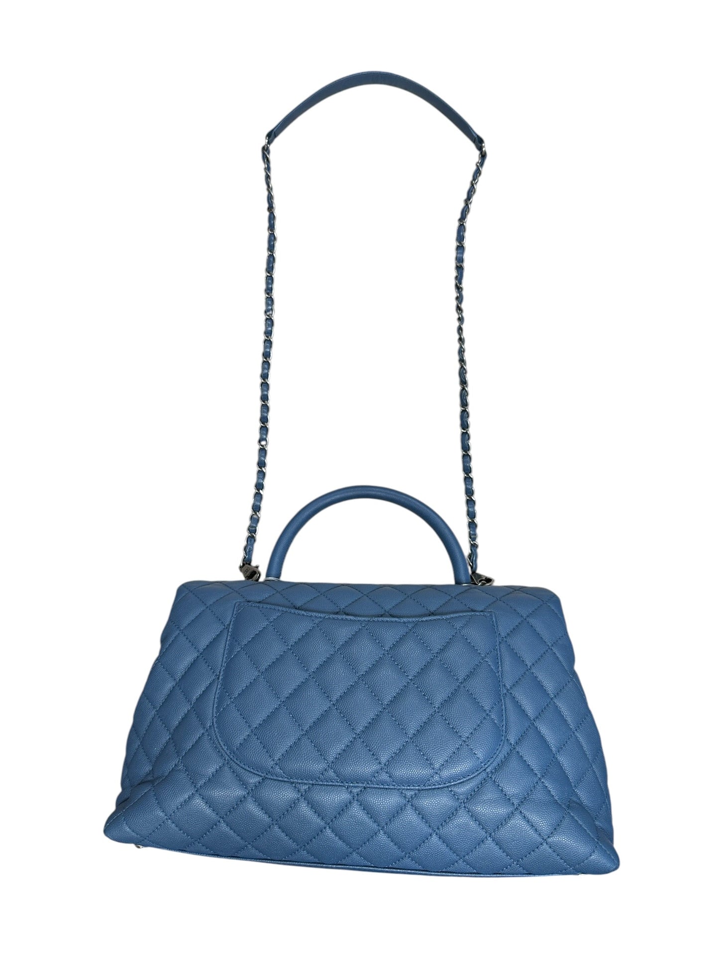CHANEL Caviar Coco Handle Top Handle Bag Blue Silver Hardware | Authentic Pre-Owned Luxury