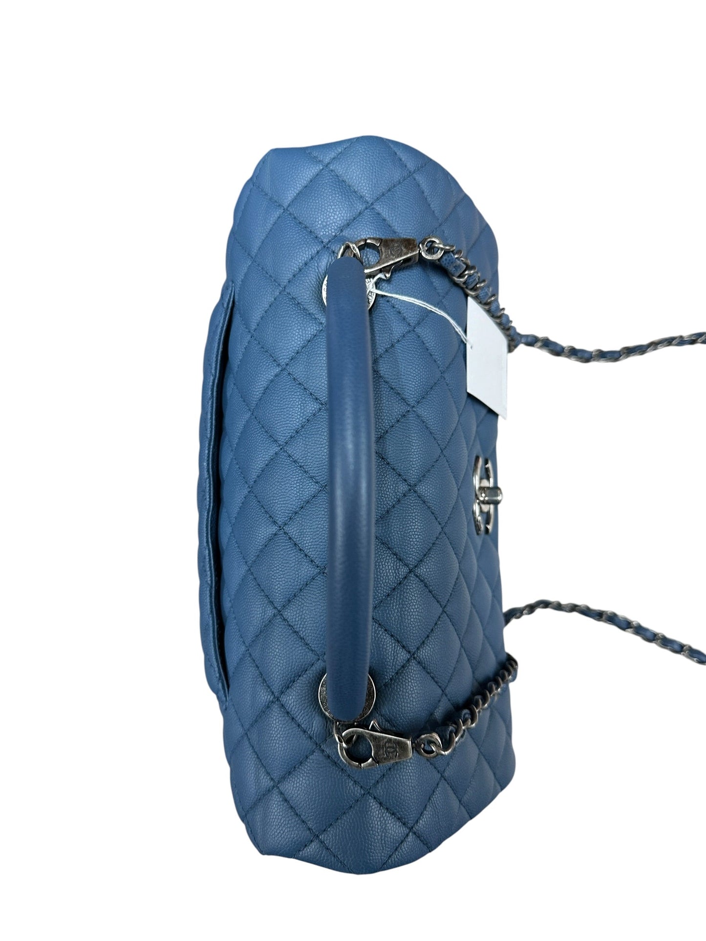 CHANEL Caviar Coco Handle Top Handle Bag Blue Silver Hardware | Authentic Pre-Owned Luxury