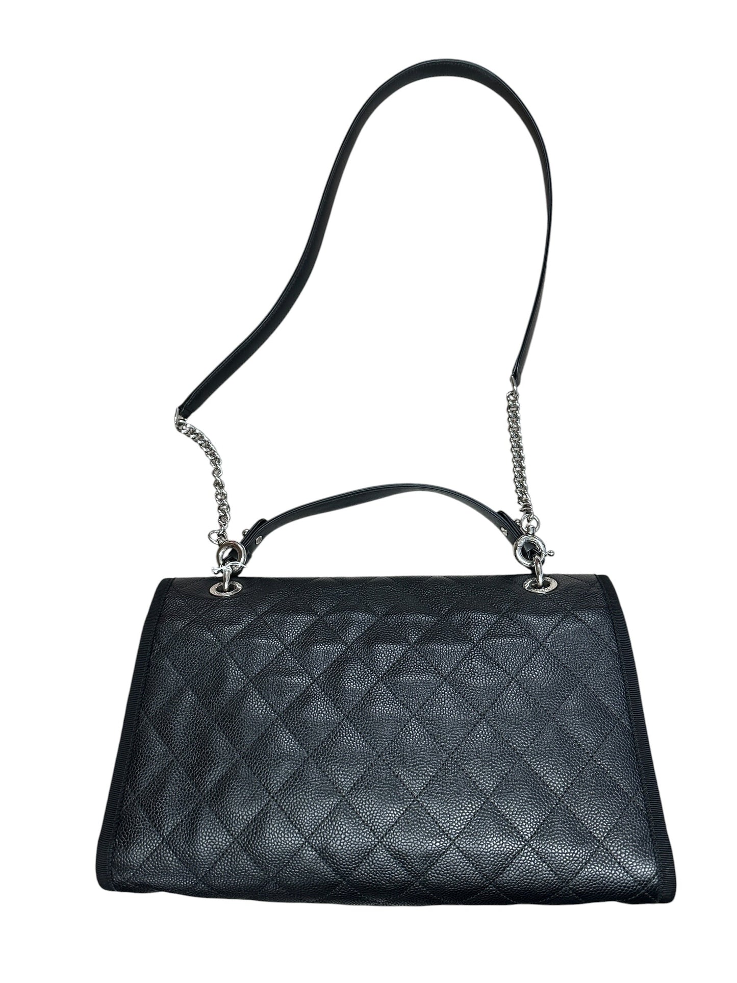 CHANEL Caviar Quilted Top Handle Flap Bag Black Silver Hardware | Authentic Pre-Owned Luxury