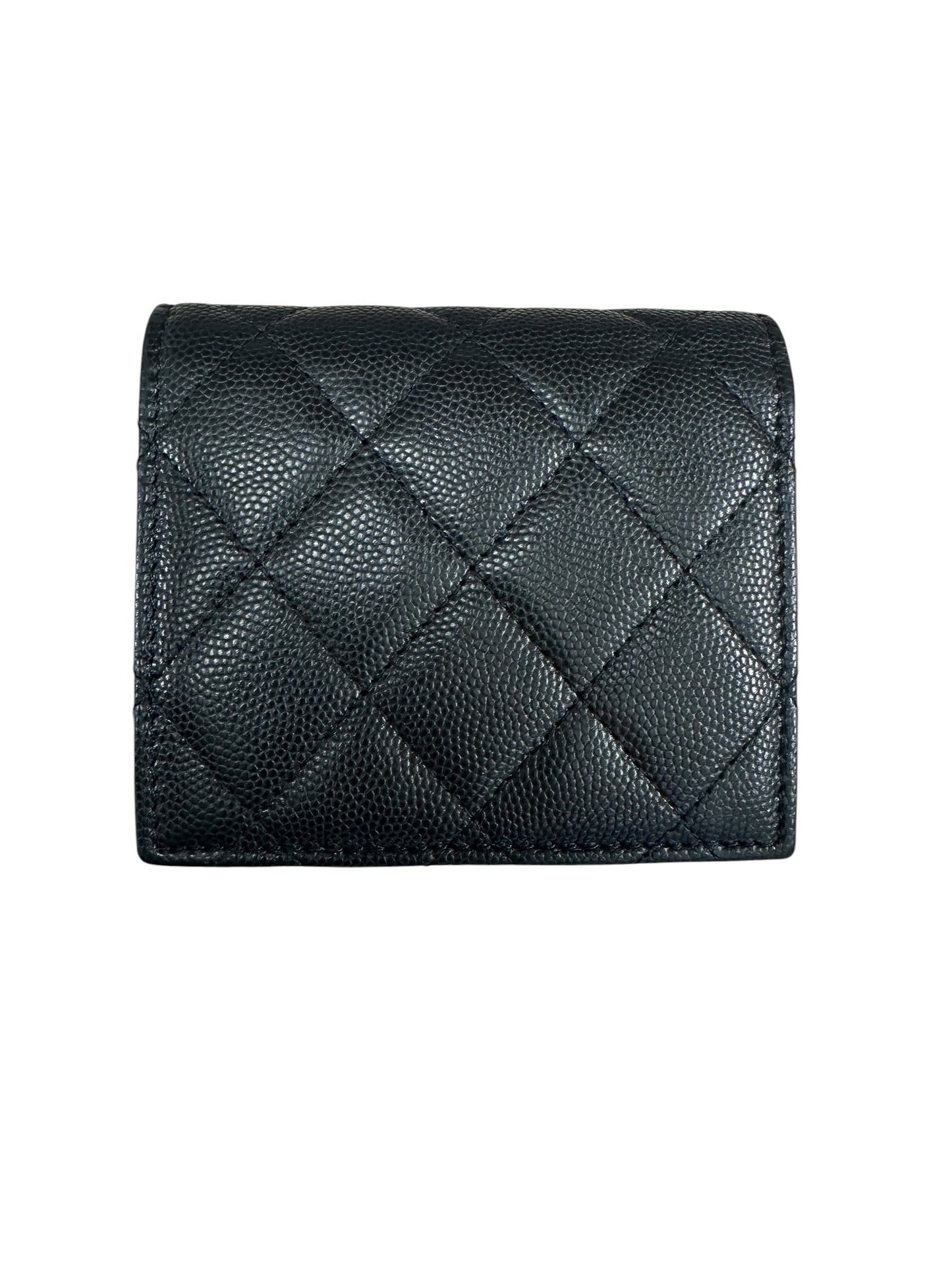 CHANEL Caviar Quilted Compact Bifold Wallet Black Gold Hardware | Authentic Pre-Owned Luxury