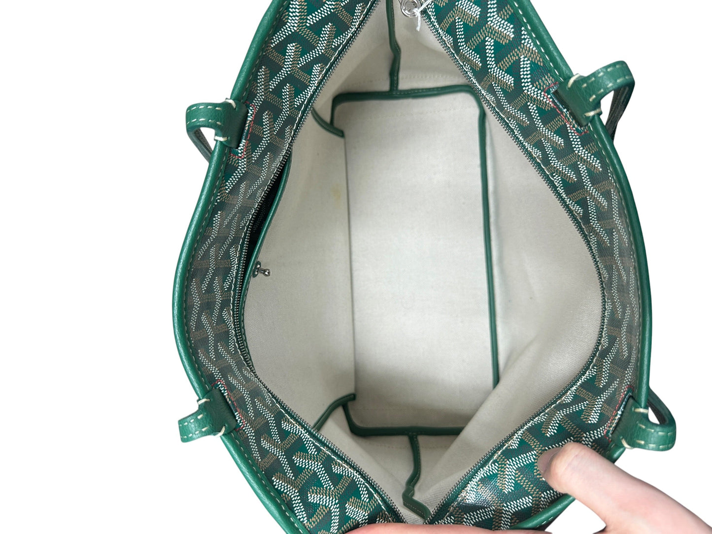 GOYARD Goyardine Artois MM Tote Bag Green Silver Hardware | Authentic Pre-Owned Luxury