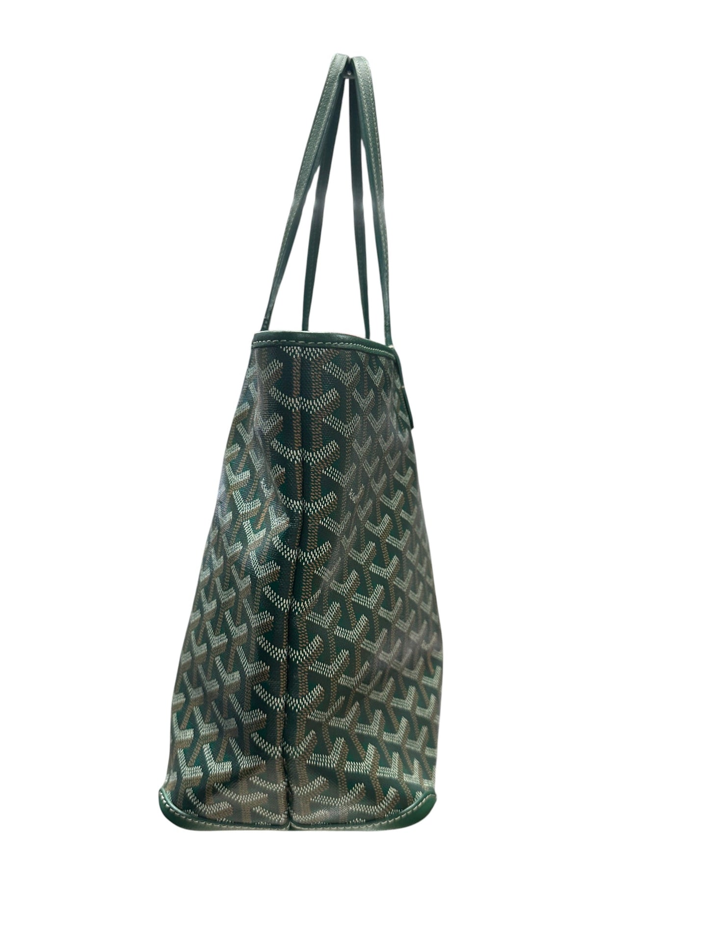 GOYARD Goyardine Artois MM Tote Bag Green Silver Hardware | Authentic Pre-Owned Luxury