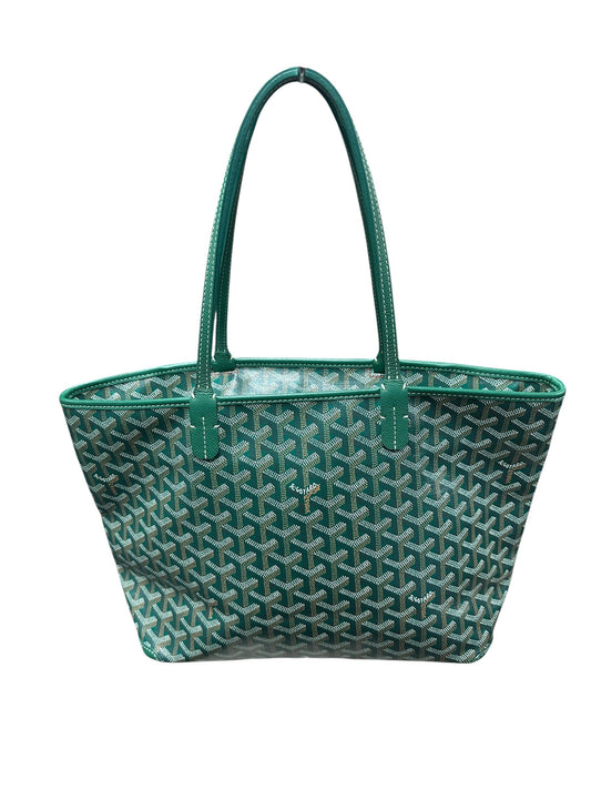 GOYARD Goyardine Artois MM Tote Bag Green Silver Hardware | Authentic Pre-Owned Luxury